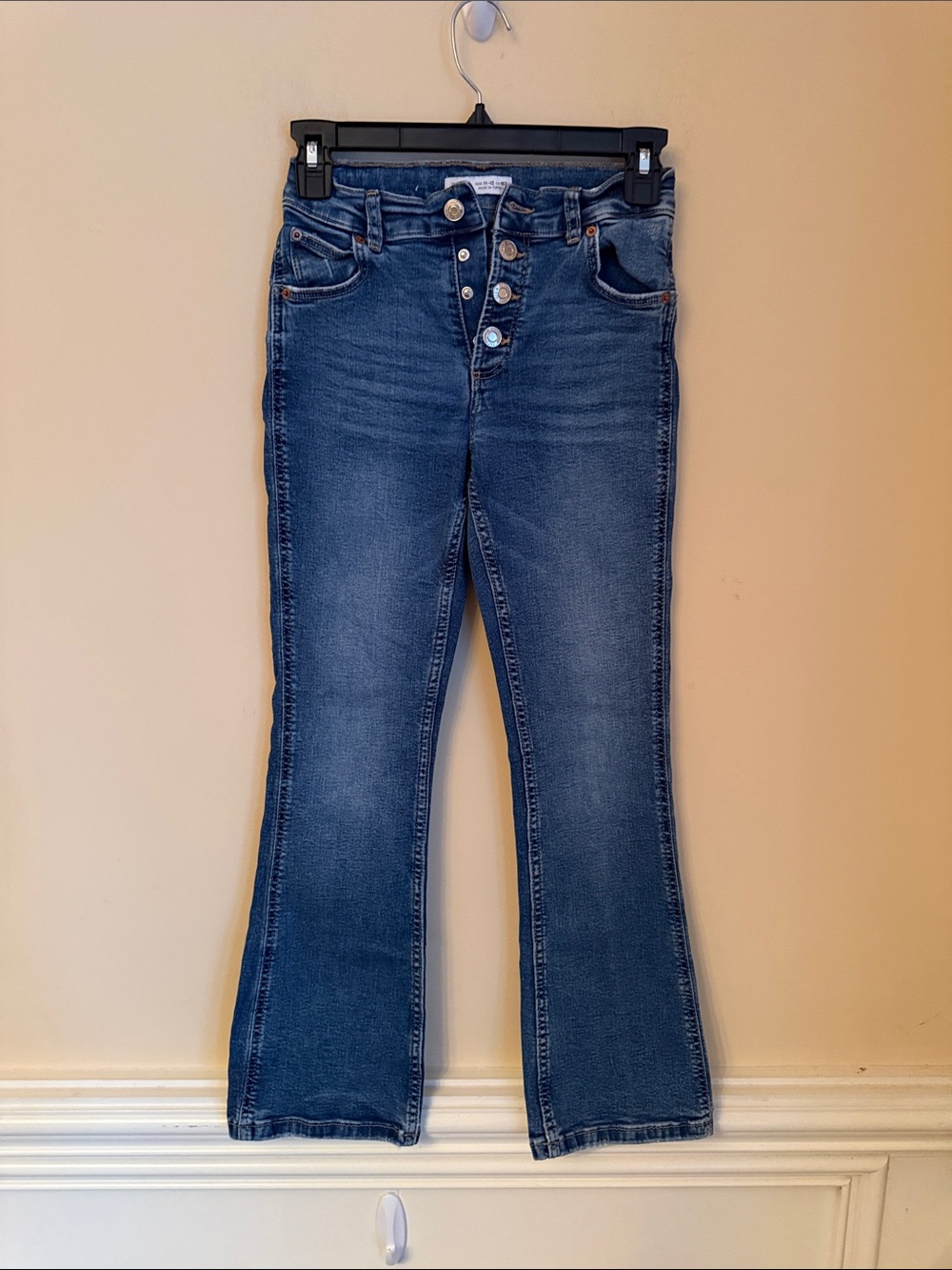 Zara Dark Blue Flare Jeans with Button-Fly Kids Size 11-12